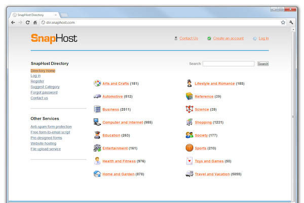 Разработка каталога сайтов SnapHost Directory Service